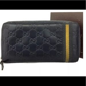 GUCCI Shima GG Logo Black Zippy Long Wallet